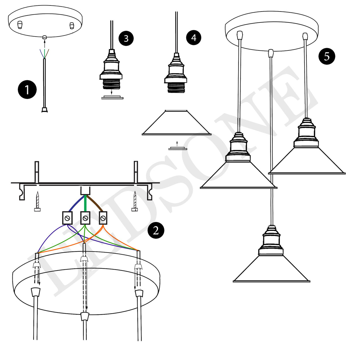 Light Fixture Three Coax Diagram 400x427